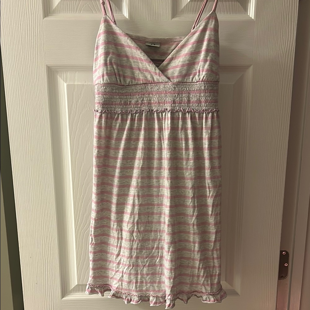 Pink and White Striped Women's Nightgown
